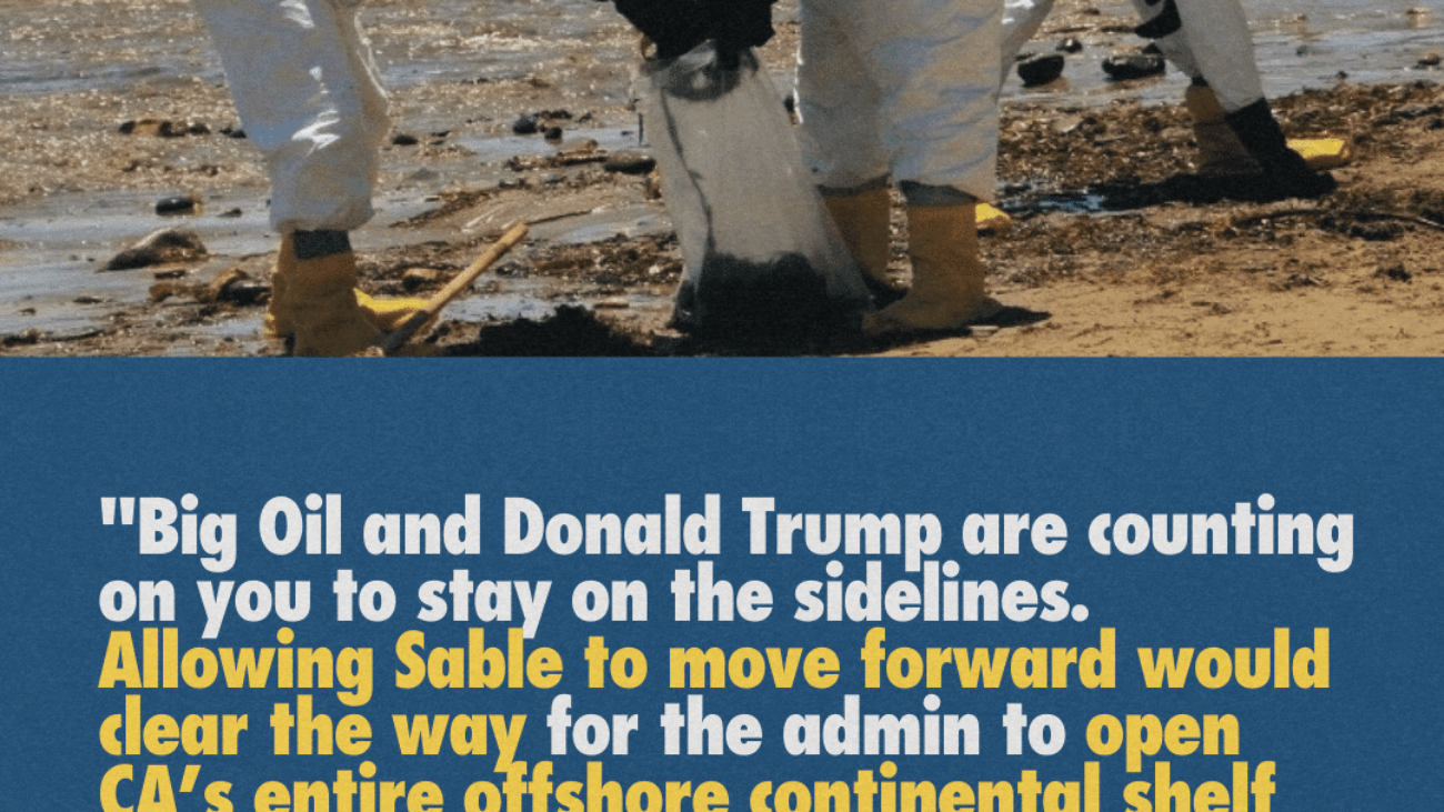 “Big Oil and Donald Trump are counting on you to stay on the sidelines. Allowing Sable to move forward would clear the way for the admin to open CA’s entire offshore continental shelf to oil drilling, as [the Trump] administration desires.” — Sen. Adam Schiff